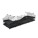 une cavy cage 6x2 loft avec separation pour cochons d'inde qui se battent ou en quarantaine avec coroplast noir kavee
