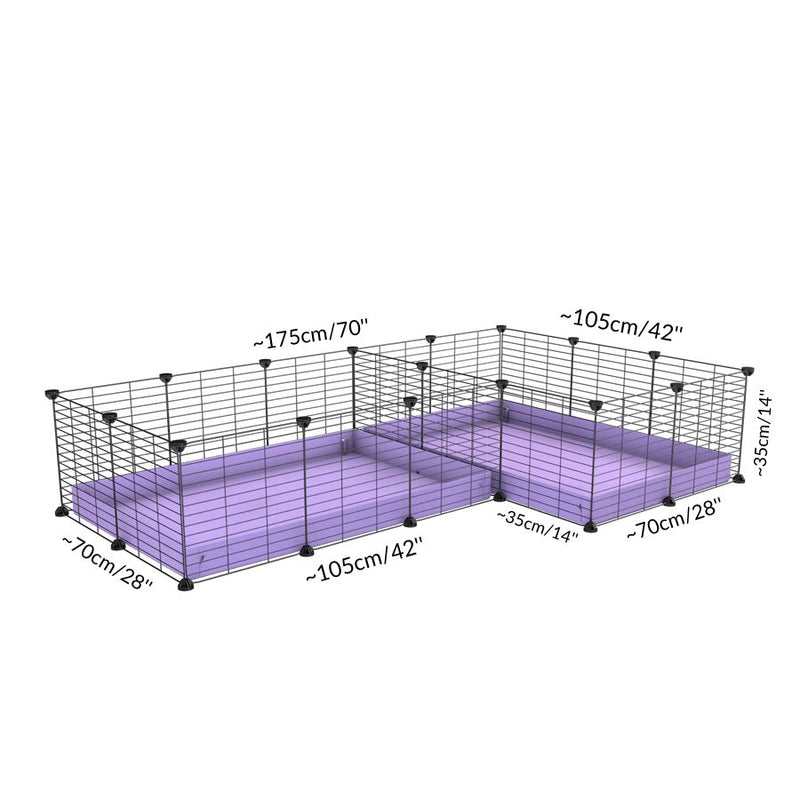 Taille d'une cavy cage 6x2 en L avec separation pour cochons d'inde qui se battent ou en quarantaine kavee