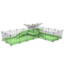 une cavy cage 8x2 de coin avec loft avec separation pour cochons d'inde qui se battent ou en quarantaine avec coroplast vert kavee