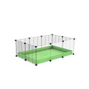 une cavy cage pas cher 3x2 avec panneaux transparents en plexiglass pour cochons d'inde avec coroplast vert pistache et grilles fines avec petits trous de kavee