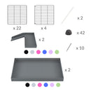 materiel dans le kit pour une cavy cage de quarantaine 6x2 loft pour cochons d'inde kavee incluant grilles et coroplast et connecteurs
