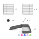 composition d'Un kit pour ajouter une rampe et un loft 2x1 a sa cavy cage kavee avec coroplast vert et grilles sans danger