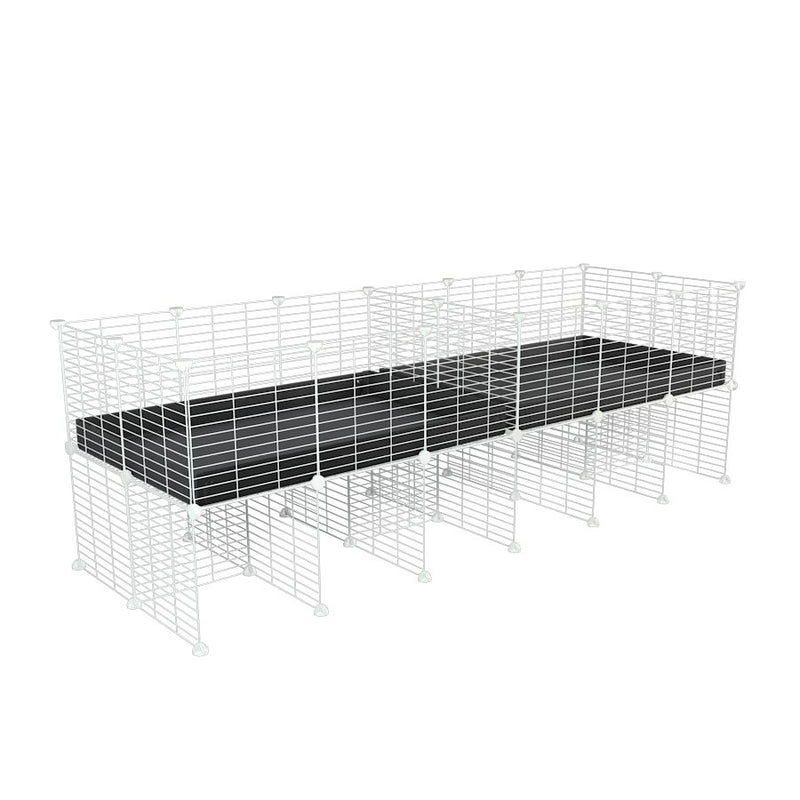 une cavy cage blanche 6x2 stand avec separation pour cochons d'inde qui se battent ou en quarantaine avec coroplast noir kavee