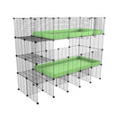 Une cavy cage double deux etages 4x2 pour cochons d'inde avec etageres et stand coroplast vert Kavee