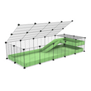 une cavy C&C cage 5x2 pour cochons d'inde avec une rampe un loft un couvercle un coroplast vert pistache et grilles de kavee
