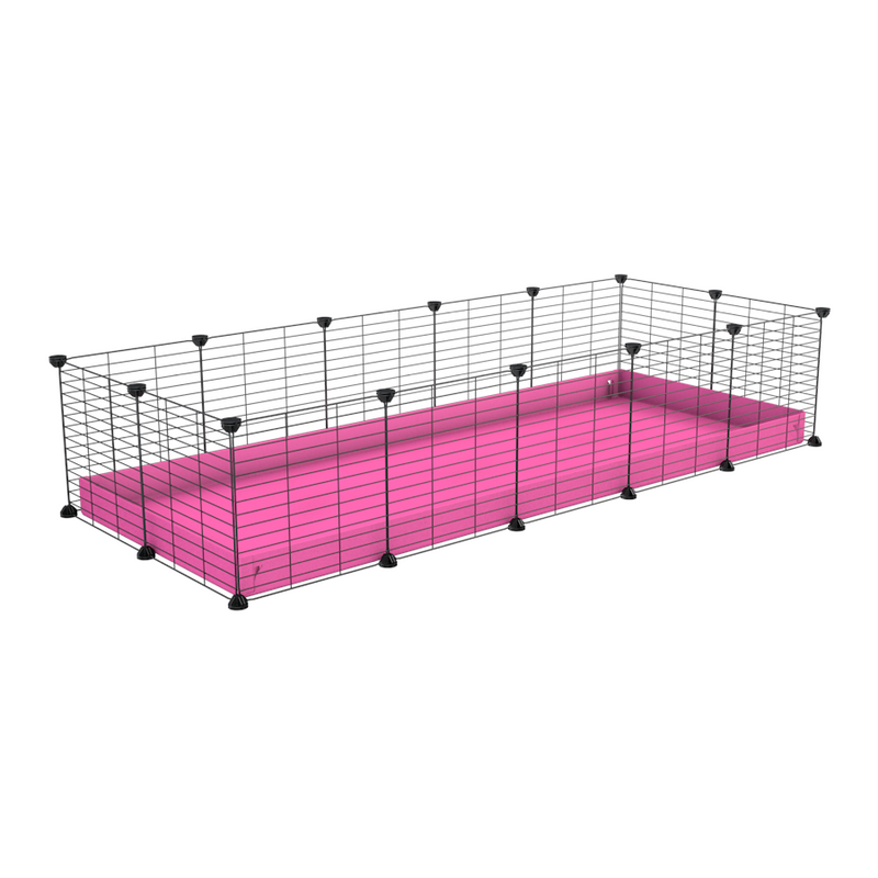 une cavy cage 5x2 pour cochons d'inde avec coroplast rose et grilles fines avec petits trous de kavee