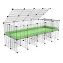 une cavy cage 5x2 pour cochons d'inde avec rehausseur couvercle correx vert pistache et grilles fines de kavee france