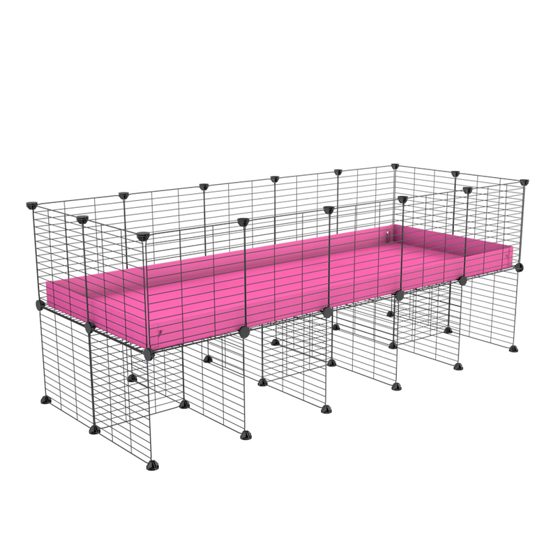 une cavy cage C&C 5x2 pour cobayes cochons d'inde avec rehausseur correx rose et grilles fines de kavee france