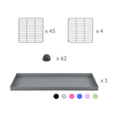 materiel pour une cavy cage 5x2 pour cochons d'inde avec rehausseur couvercle correx bleu et grilles fines de kavee france