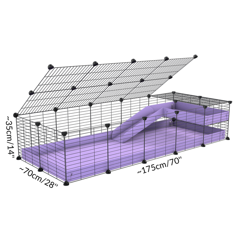 Dimension d'une cavy cage 5x2 pour cochons d'inde avec une rampe un loft un couvercle un coroplast rose et grilles ok pour bebes