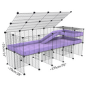 Dimension d'une cavy cage 5x2 pour cochons d'inde avec rehausseur couvercle loft rampe coroplast vert pastel et grilles fines de kavee