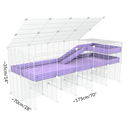 Dimensions d'une cavy cage 5x2 pour cochons d'inde avec rehausseur couvercle loft rampe coroplast gris et grilles blanches kavee