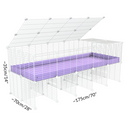 Dimensions d'une cavy cage 5x2 pour cochons d'inde avec rehausseur couvercle correx gris et grilles blanches fines de kavee france