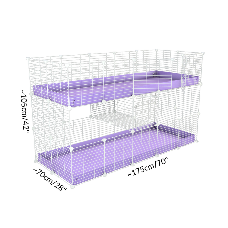 Taille d'Une cavy cage double blanche deux etages 5x2 pour cochons d'inde par Kavee