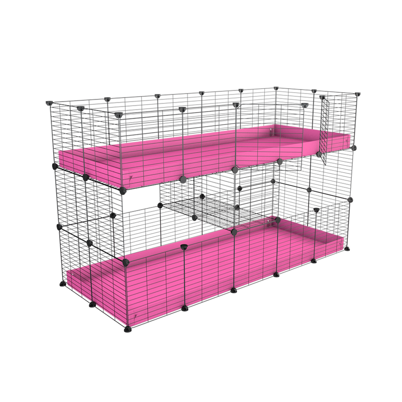 Une cavy cage double deux etages 5x2 pour cochons d'inde coroplast vert Kavee