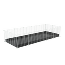 une cavy cage 5x2 pour cochons d'inde avec coroplast noir et grilles blanches fines avec petits trous de kavee