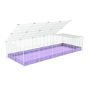 une kavee cage 5x2 pour cochons d'inde avec couvercle coroplast violet lilas et grilles blanches avec barreaux etroits