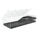 une kavee C&C cage 5x2 pour cochons d'inde avec une rampe un loft un couvercle un coroplast noir et grilles blanches