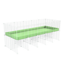 une kavee cage C&C 5x2 pour cobayes cochons d'inde avec rehausseur correx vert pistache et grilles blanches fines