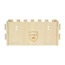 Vue de face du rátelier á foin en bois Kavee pour cochon d'inde