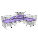 une cavy cage 8x2 de coin avec stand et loft avec separation pour cochons d'inde qui se battent ou en quarantaine avec coroplast lilas violet kavee