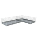 une cavy cage blanche 8x2 en L avec separation pour cochons d'inde qui se battent ou en quarantaine avec coroplast gris kavee