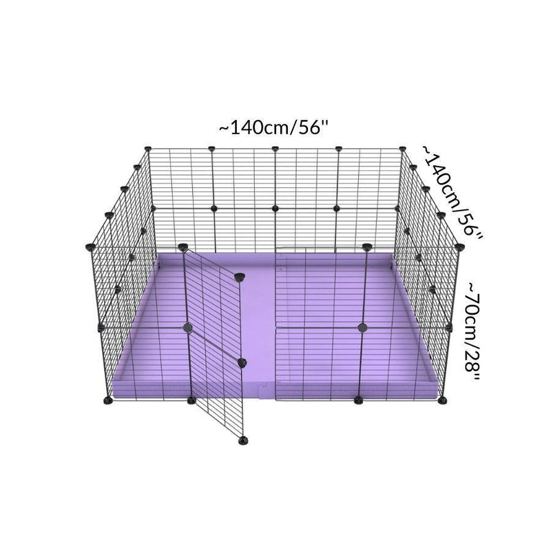 Dimension d'Une cavy cage modulable pour lapin 4x4 avec toit et grilles fines petits trous coroplast rose de kavee france
