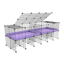une cavy cage 6x2 stand avec couvercle et separation pour cochons d'inde qui se battent ou en quarantaine avec coroplast lilas violet kavee