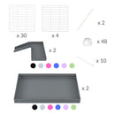 composition du kit pour une cavy cage blanche de quarantaine 6x2 loft couvercle pour cochons d'inde kavee incluant grilles et coroplast et connecteurs