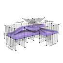 Taille d'une cavy cage 6x2 en L avec stand et loft avec separation pour cochons d'inde qui se battent ou en quarantaine kavee