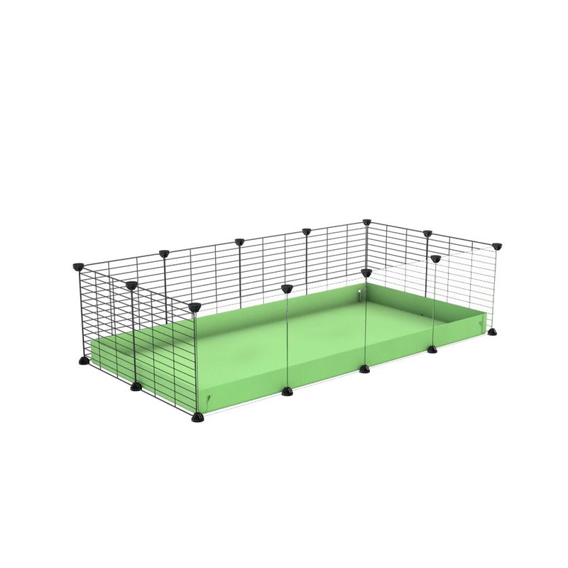 une cavy cage modulable 4x2 avec panneaux transparents en plexiglass pour cochons d'inde avec coroplast vert pistache et grilles fines avec petits trous