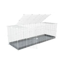 Une cavy cage 6x2 pour lapin avec couvercle un coroplast gris et des grilles blanches a maillage fin par kavee