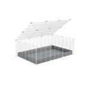 une kavee cage 3x2 pas chere cochons d'inde avec couvercle coroplast gris et grilles blanches avec barreaux etroits