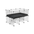une cavy cage C&C 3x2 pour cobayes cochons d'inde avec rehausseur correx noir et grilles fines de kavee france
