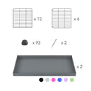 composition du kit pour une cavy cage de quarantaine 8x2 en L avec stand couvercle pour cochons d'inde kavee incluant grilles et coroplast et connecteurs
