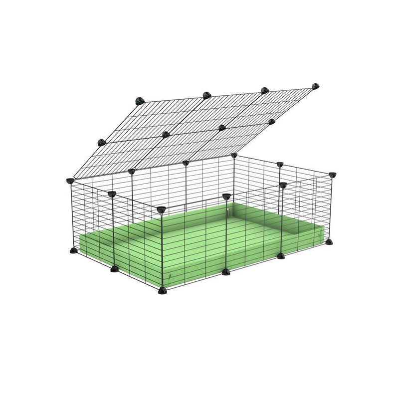 une cavy cage 3x2 pas chere cochons d'inde avec couvercle coroplast vert pistache et grilles avec barreaux etroits de kavee