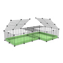 une cavy cage 6x2 en L avec couvercle et separation pour cochons d'inde qui se battent ou en quarantaine avec coroplast vert kavee