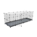 Une cavy cage 6x2 pour lapin avec un coroplast gris et des grilles a maillage fin par kavee