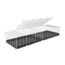 une cavy cage blanche 6x2 avec couvercle et separation pour cochons d'inde qui se battent ou en quarantaine avec coroplast noir kavee