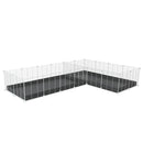 une cavy cage blanche 8x2 en L avec separation pour cochons d'inde qui se battent ou en quarantaine avec coroplast noir kavee