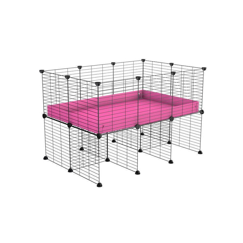 une cavy cage C&C 3x2 pour cobayes cochons d'inde avec rehausseur correx rose et grilles fines de kavee france