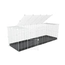 Une cavy cage 6x2 pour lapin avec couvercle un coroplast noir et des grilles blanches a maillage fin par kavee