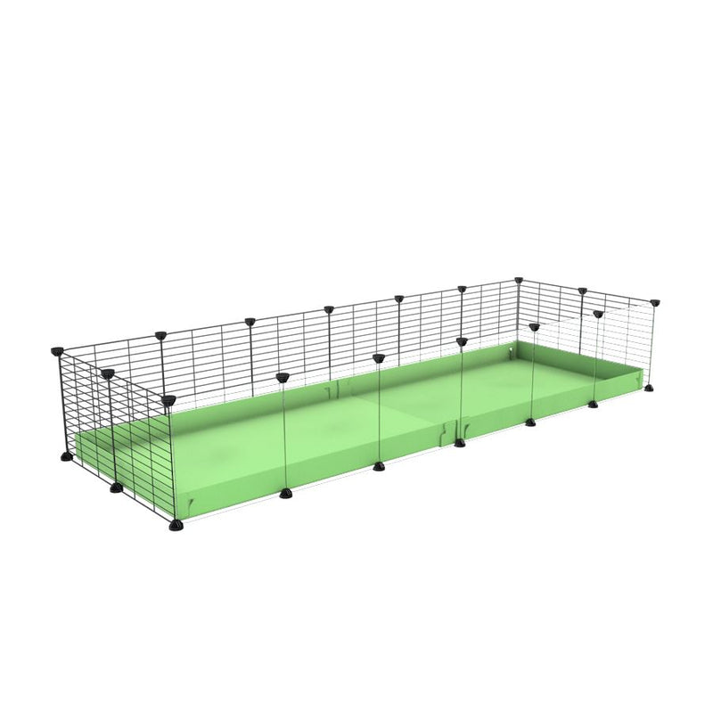 une cavy cage 6x2 pour cochons d'inde avec panneaux transparents en plexiglass avec coroplast vert pistache et grilles fines avec petits trous de kavee