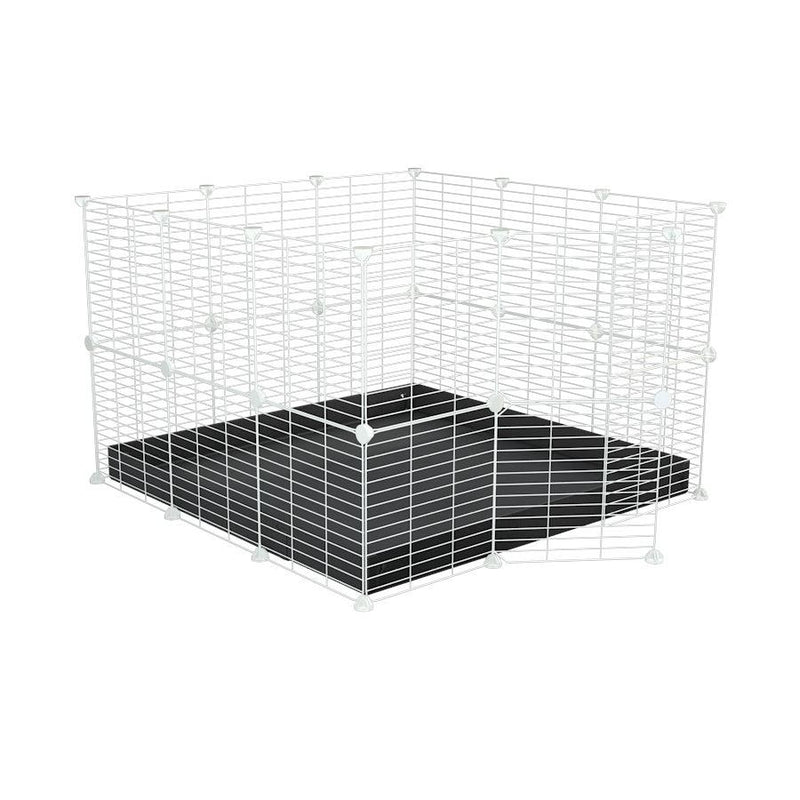 Une cavy cage C&C pour lapin 3x3 avec grilles blanches maillage fin correx noir de kavee france