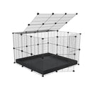 Une cavy cage C&C pour lapin 3x3 avec couvercle et grilles maillage fin correx noir de kavee france