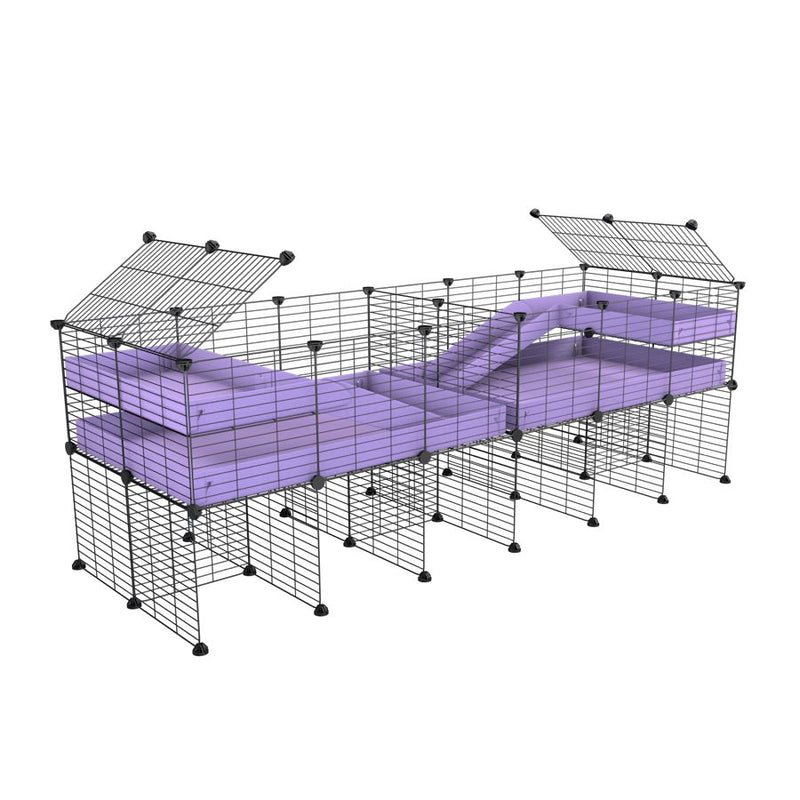 une cavy cage 6x2 stand loft avec separation pour cochons d'inde qui se battent ou en quarantaine avec coroplast lilas violet kavee