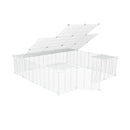 Un enclos kavee cage modulable 4x4 exterieur avec couvercle et grilles blanches a maillage etroit pour lapins ou cochons d'inde