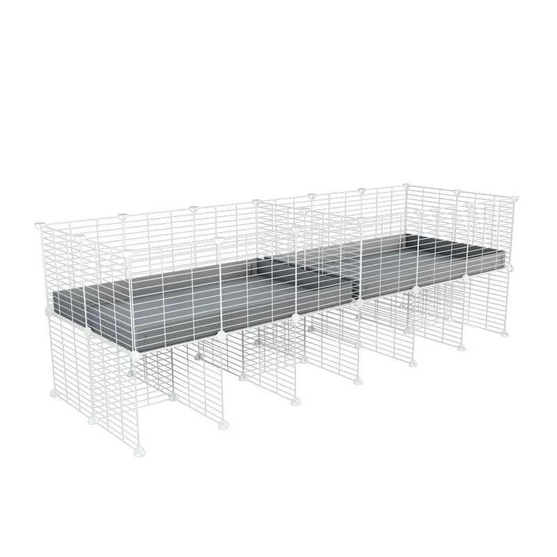 une cavy cage blanche 6x2 stand avec separation pour cochons d'inde qui se battent ou en quarantaine avec coroplast gris kavee