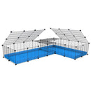 une cavy cage 8x2 en L avec couvercle et separation pour cochons d'inde qui se battent ou en quarantaine avec coroplast bleu kavee