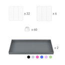 composition du kit pour une cavy cage blanche de quarantaine 8x2 en L couvercle pour cochons d'inde kavee incluant grilles et coroplast et connecteurs